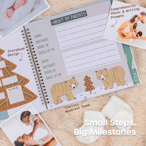 Keepsake Baby Memory Book for Baby Boy or Girl – Timeless Woodland Baby Journal Scrapbook Photo Album for First 5 Years – Milestone Book to Record Every Event from Birth to Age 5 - Image 4