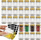 6 oz 30 Pack Hexagon Honey Jars, Glass Jars with Gold Lids by BIGIVACA