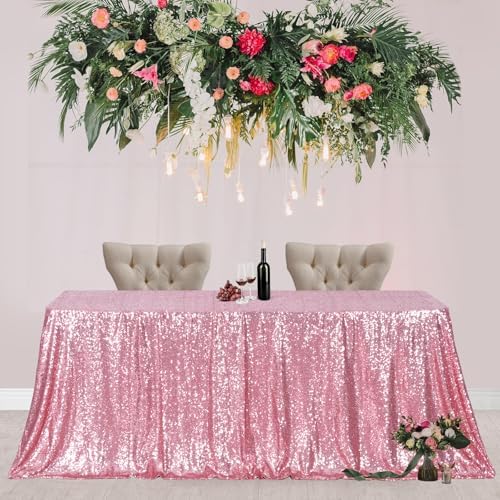 Poise3EHome Fuchsia Pink Sequin Tablecloth 90×132 Inch Rectangle Table Cover for Valentine Birthday Wedding Party Baby Shower Decoration - Image 6