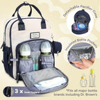 RUVALINO Diaper Bag Backpack-Multifunction Baby Travel Bag with Changing pad, Insulated Bottle Holders & Pacifier Case, Large Capacity, Waterproof, Cream & Blue - Image 4
