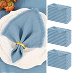 Showgeous 30 Pack Dusty Blue Cloth Napkins with Fringe, 16x16 inch by Showgeous