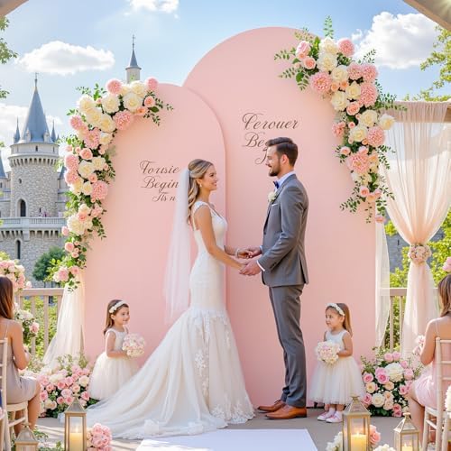 Dusty Pink Arch Backdrop Cover Set of 2 Wedding Arch Covers Stretchy Backdrop Decorations Baby Shower Bridal Shower Photo Birthday Party Pale Pink Arch Stand Cover 7.2 and 6ft Spandex - Image 3