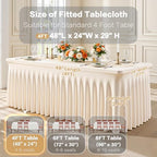 Light Champagne Spandex Table Covers 4 Foot Rectangle Table, Fitted Stretch Table Skirts Wrinkle-Free Floor Length Polyester Rectangle Tablecloths for Weddings Parties Banquets Events,2 Pack - Image 3
