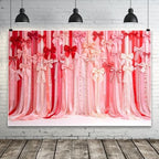 10x6.5ft Pink Red Bow Backdrop Ribbon Lace Background for Birthday Party Baby Shower Valentine Portrait Photography Decor Studio Booth Prop for Photoshoot Event Decoration Wedding Banner by ASDCXZ