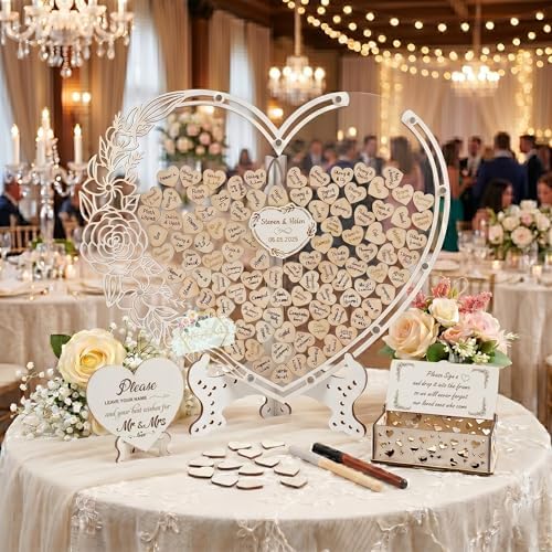 Personalized Wooden Heart Wedding Guest Book Alternative Drop Box Sign - Image 2