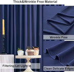 30ft×8ft Wrinkle Free Navy Blue Backdrop Curtains for Parties, 6 Panels 5ft×8ft Thick&Silky Polyester Navy Photo Backdrop Drapes Curtains for Graduation Party Baby Shower Birthday Wedding Photography - Image 3