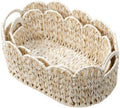 Set of 2 Scalloped Baskets, Small Wicker Baskets for Gifts, Beige by WEAVECOMFORTINTOEVERYCORNER
