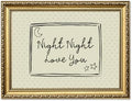 Vintage Gold Framed Wall Art Cute Night Night Love You Quote Wall Decor Picture Mid Century Modern Sign Poster Canvas Painting Print for Bedroom Living Kid Room 12x16 inch by Unknown