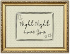 Vintage Gold Framed Wall Art Cute Night Night Love You Quote Wall Decor Picture Mid Century Modern Sign Poster Canvas Painting Print for Bedroom Living Kid Room 24x16 inch by Unknown