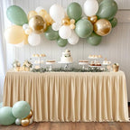 Champagne Polyester Tablecloth for Rectangle Tables 6ft, Wrinkle Free Pleated Ruffle Fitted Table Cover 6ft Stretch Tablecloths with Skirt for Parties Weddings Birthday Banquet Baby Shower - Image 3