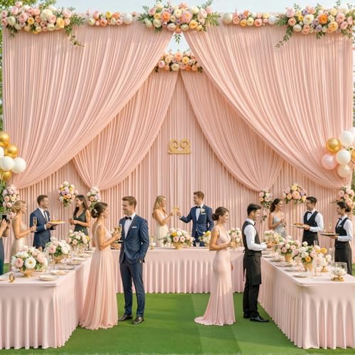 40ft x 10ft Wrinkle Free Blush Pink Wedding Backdrop Curtains for Party Bridal Shower Reception Decorations Blush Pink Fabric Curtain Backdrops Drapes for Photography Baby Shower Birthday Background - Image 2