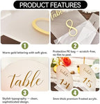 SHINVALE Arch Acrylic Wedding Table Numbers with Gold Foil Font – Frosted Finish, Elegant Modern Design with Stands, Easy Assembly Table Signs for Weddings, Parties & Events (20, 5" x 7") - Image 3