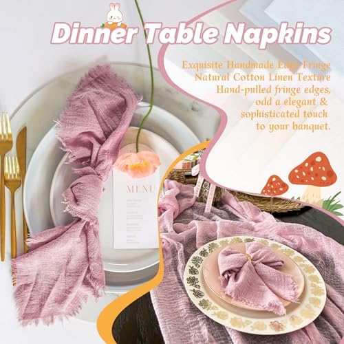 Showgeous 30 Pack Dusty Rose Cloth Napkins with Fringe, 16x16 inch - Image 7
