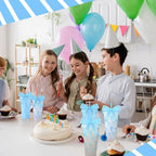 Skylety 24 Blue Bow Plastic Cups with Lid Straw and Ribbon - Image 5