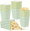 Kuabiz 60 Pcs Green Gingham Popcorn Boxes with Scalloped Sage Green Checkered Paper Candy Boxes Disposable Gingham Popcorn Bowls Cookie Containers for Movie Night Bridal Baby Shower Party Supplies by Kuabiz