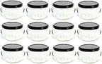 Nakpunar 12 pcs 6.75 oz Glass Tureen Jars with Black Lids - 200 ml by Nakpunar