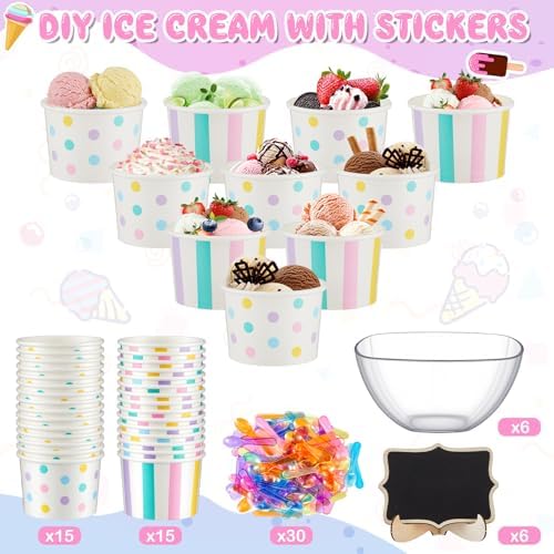85 Pcs Ice Cream Bar Supplies Toppings Bar Kit for 30 Guests - Image 3