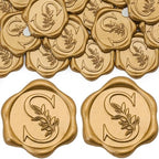 SWANGSA 200 Pack Letter S Wax Seal Stickers, Antique Gold Botanical Leaves Initial Alphabet Self-Adhesive Wax Stickers for Wedding Party Invitation Envelope by SWANGSA
