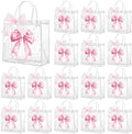 Wesnoy 48 Pcs Pink Big Bow Clear PVC Gift Bags with Handle Ribbon for Party by Wesnoy