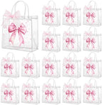 Wesnoy 48 Pcs Pink Big Bow Clear PVC Gift Bags with Handle Ribbon for Party by Wesnoy