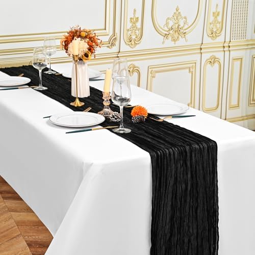 24 Pack Black 10Ft Cheesecloth Table Runner - Image 4