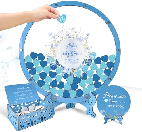 Baby Shower Guest Book Alternative, Personalized Floral Wooden Circle Sign by Handmade