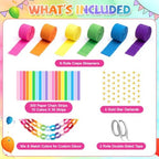 Paper Chain Strips and Star Garland - Rainbow Streamers Party Decorations - Image 2