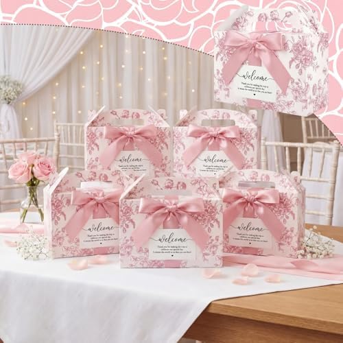 Jaloro 24 Set Pink Chinoiserie Wedding Welcome Boxes 9x6x6 Gable Boxes - Image 5