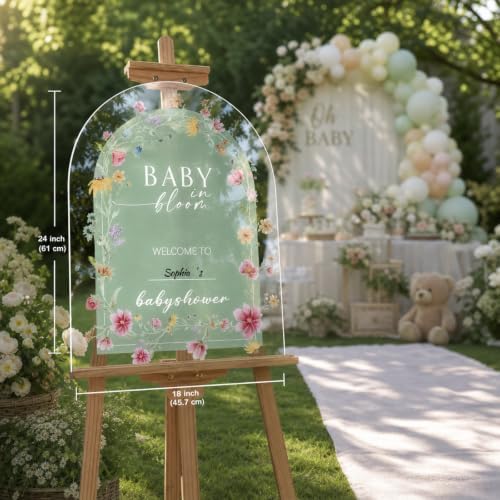 Yousoontic 24" x 18" Acrylic Baby in Bloom Baby Shower Welcome Sign - Image 4