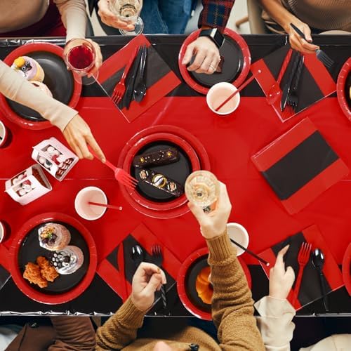 Funnymoom 452 Pcs Red and Black Party Decoration Supply for 50 Guest - Image 4