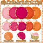 Zhehao 150 Pcs Pink and Orange Paper Plates Napkins Serves 50 - Image 4