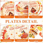 Funnymoom 400 Pcs Thanksgiving Party Supplies for 50 Guests Turkey Fall Leaves Paper Plates and Napkins Cups Disposable Autumn Dinner Parties Set Cutlery for Friendsgiving Fall Party Favor - Image 2