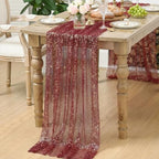 Artoid Mode 6PC Burgundy Gold Gauze Table Runner 120 Inch 10FT, Glitter Metallic Foil Sheer Dining Wedding Anniversary Holiday Birthday Table Decor for Home Party - Image 7