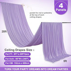 4 Panels 5ft(W) x 20ft(L) Light Purple Ceiling Drapes for Wedding Parties - Image 4