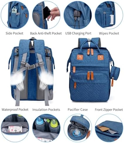 KABAQOO Diaper Bag Backpack with Detachable Changing Station, Large Capacity Baby Diaper Bags for Boys & Girls, Baby Registry Search Stuff & Shower Gifts, Newborn Essentials Must Haves, Blue - Image 3