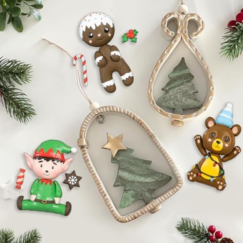 FUNSHOWCASE Christmas Silicone Molds Penguin Reindeer Snowman Gingerbread Man Santa Elf Bear Height 3-4inch for Fondant Cake Decoration Cupcake Topper Epoxy Resin Casting Polymer Clay Craft - Image 3
