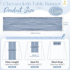 18 Pack Dusty Blue Cheesecloth Table Runner 17x108 Inches Boho Home Decor - Image 2