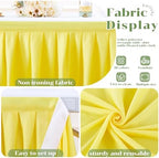 Partisky Yellow Polyester Table Skirt for Rectangle Tables 17ft, Wrinkle Resistant Pleated Ruffle Table Cloth for Banquet Wedding Trade Baby Shower Display Gift Dining Table - Image 4