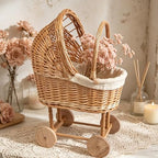 Vintage Woven Rattan Baby Carriage Basket – Handcrafted Wicker Stroller for Baby Shower, Flower Girl Basket, Baby Things, Rustic Home Decor, Photography Props, Floral Arrangements (Large) - Image 7