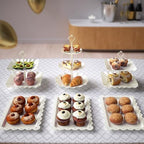 10 Pack Cake Stand Set with 3 x Two-Tier and 3 x Three-Tier Cupcake Stands, Plastic Dessert Table Stand Set 3 Tired Cookie Tray and 4 Pcs Dessert Trays - Image 3