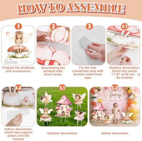 5PCS Fairy First Birthday Decorations, Princess Cardboard Cutout - Image 3