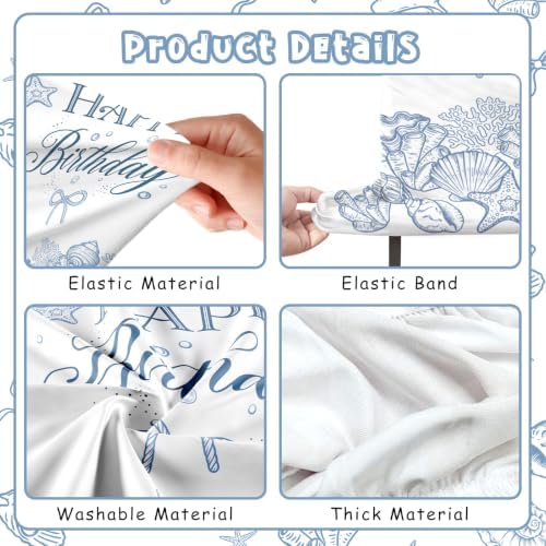 Serencatcher 7.2ft Blue Bow Seashell Birthday Arch Backdrop Cover - Image 3