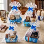 OSNIE Dad Empty Gift Baskets for Father's Day - 24 Sets Happy Father’s Day Blue Basket Bulkor Gifts Empty with Cellophane Basket Bags Ribbons Bows, Dad Theme Party Favors for Anniversary Birthday - Image 4