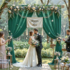 10ft×10ft Wrinkle Free Hunter Green Backdrop Curtain Drapes, 2 Panels 5ftx10ft Sheer Tulle Chiffon Backdrop Panels Curtains for Wedding Baby Shower Birthday Party Stage Photo Home Decorations - Image 4