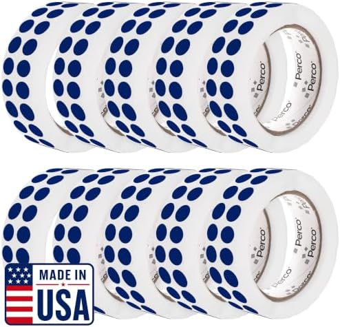 Perco Dark Blue Perforated Round Circle Dot Sticker 1/2-Inch Labels — 10 Rolls, 30,000 Stickers—Office, School for File Tabs, Inventory Coding & Organized Systems, Strong Adhesive—Made in USA by Perco