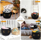 Cute Black Cat Round Basket - Cotton Rope Baskets Large Baby Laundry - Image 3