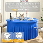 12 Pack Royal Blue Spandex Round Tablecloths for 72 inch Table, Wrinkle Free Stretchy 132inch Fitted 6FT Round Table Cover with Skirt for Wedding Party Dining Banquet - Image 4