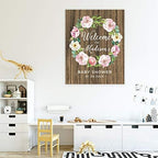 Andaz Press Custom Large Baby Shower Canvas Welcome Sign, 16 x 20 Inches, Rustic Wood Pastel Peonies Wreath, Guestbook Alternative, Personalized Sign Our Canvas, For Fall, Rustic, Boho, Baby Shower - Image 4
