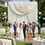 30ftx15ft Ivory Backdrop Curtains for Parties, 6 Panels 5x15FT Wrinkle Free Long Silky Polyester Ivory Photo Backdrop Drapes Back Drop Cloth for Wedding Birthday Photography Background Decor - Image 3