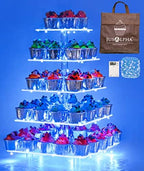 Jusalpha 5 Tier Square Cupcake Stand with Blue Light- Cake Holder for Party by Jusalpha